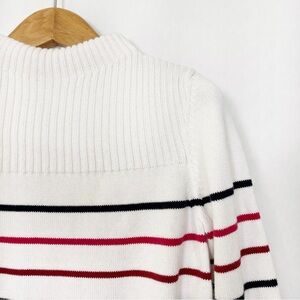 Barbour White Ribbed Guernsey Knit Cotton Relaxed Fit Sweater Stripes Size 8